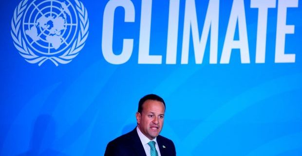 Taoiseach Leo Varadkar speaking at the UN New York Climate Summit about phasing out oil exploration